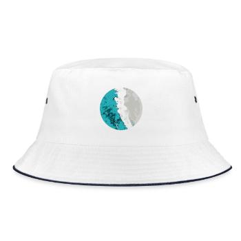 Split Earth Teal Moon - Bucket Hat - white/navy - Front