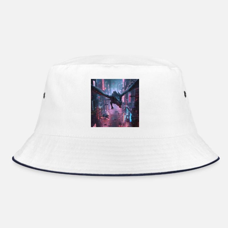 Neon kite over neon city Bucket Hat
