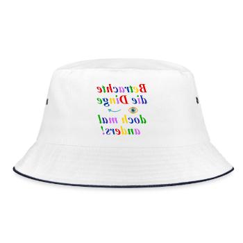 Betrachte die Dinge anders-Think Different Design - Bucket Hat - Weiß/Navy - Vorne