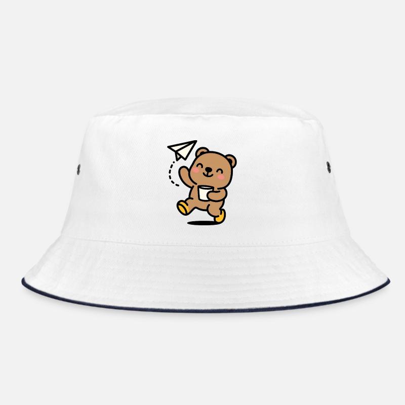 Glücklicher Teddybär mit Papierflieger Bucket Hat