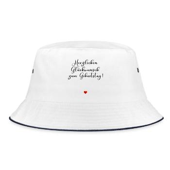 Minimalist Birthday Greetings Heart - Bucket Hat - white/navy - Front