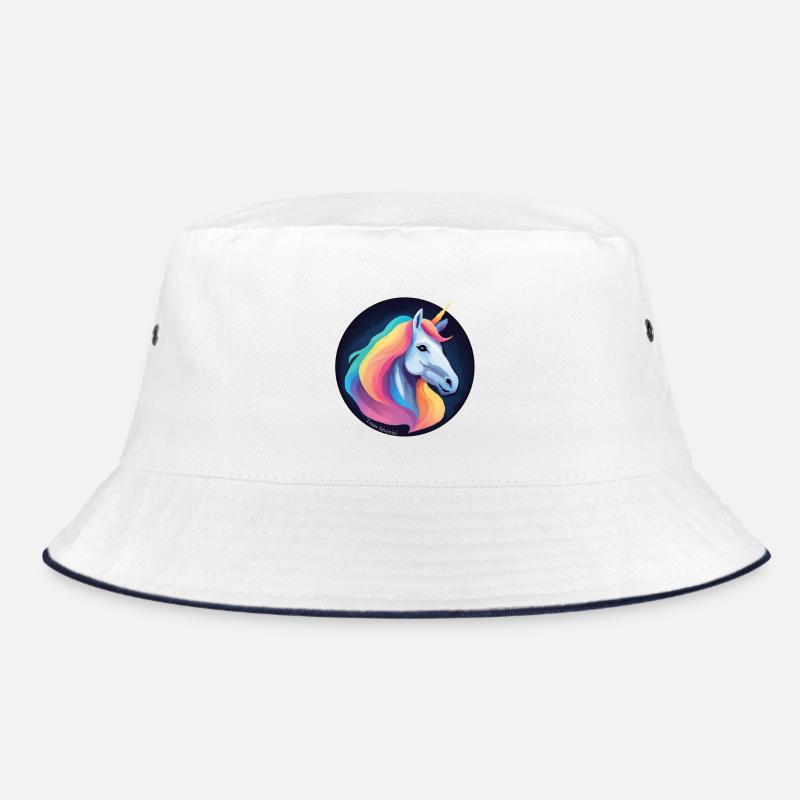 Rainbow Unicorn - Bucket Hat - white/navy
