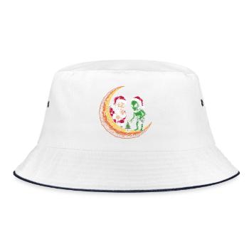 Alien Santa Mondweihnacht - Bucket Hat - Weiß/Navy - Vorne