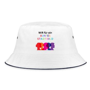 WIR FÜR EIN BUNTES STADTBILD - Bucket Hat - Weiß/Navy - Vorne
