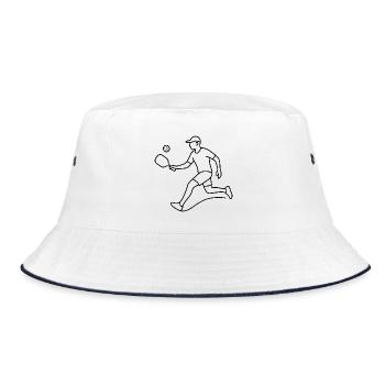 Pickleball Spieler Skizze – einfaches Sportmotiv - Bucket Hat - Weiß/Navy - Vorne