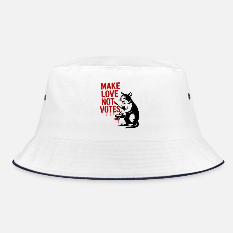 Make Love Not Votes Cat Bucket Hat