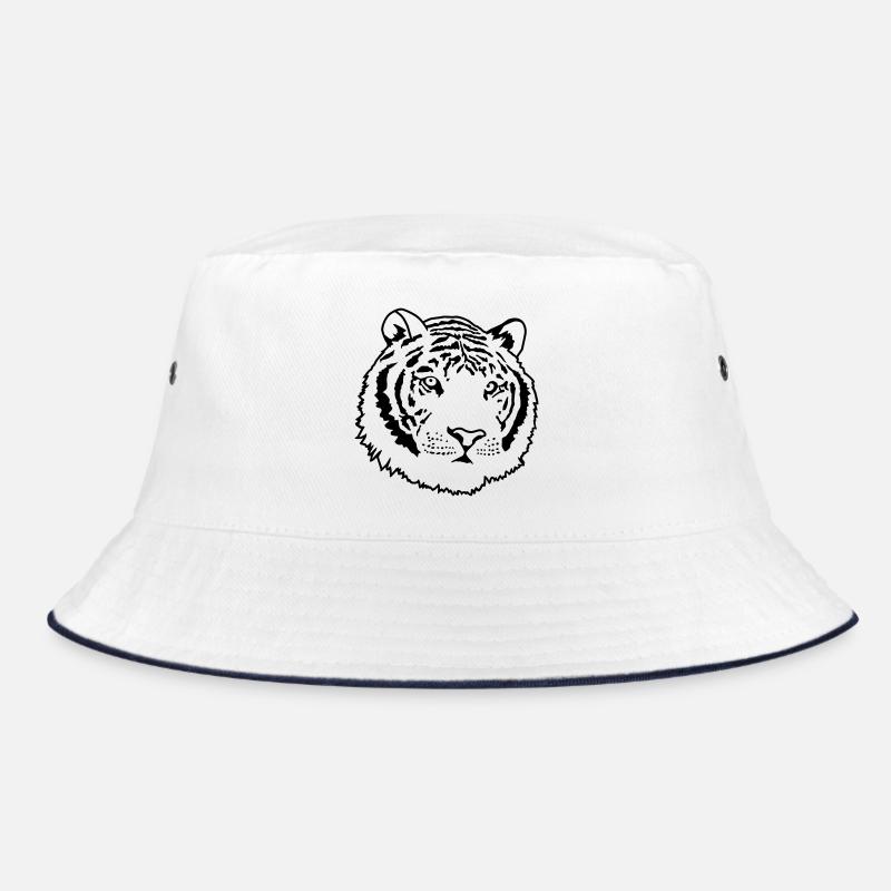 Starker Tiger im Dschungel – Wildkatzen Design - Bucket Hat - Weiß/Navy