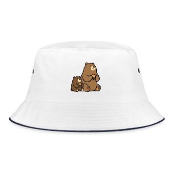 Family Bear Bears Father Son Hamburger Burger Dad - Bucket Hat - white/navy - Front
