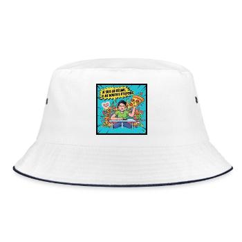 Diät und Hoffnungen Comics - Bucket Hat - Weiß/Navy - Vorne