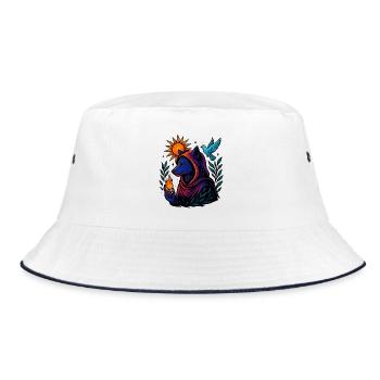 Flame of the Spirit – Cosmic Wolf Art - Bucket Hat - white/navy - Front