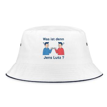 Was ist denn Jens Lutz? - Bucket Hat - Weiß/Navy - Vorne