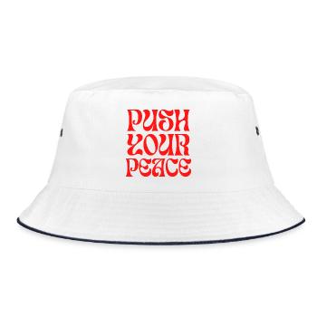 Push Your Peace Peacezeichen Frieden - Bucket Hat - white/navy - Front