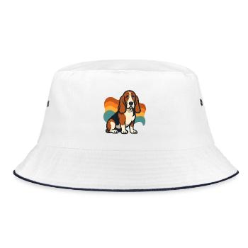 Basset hound Dog in colorful waves - Bucket Hat - white/navy - Front