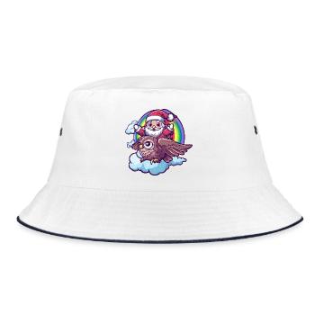 Eule Weihnachtsmann Weihnachten - Bucket Hat - Weiß/Navy - Vorne