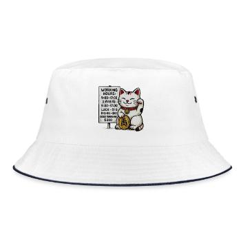 Lucky Cat Fortune Signboard - Bucket Hat - white/navy - Front