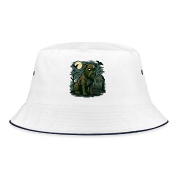 Zombie Bulldog - Undead Dog Halloween Design. - Bucket Hat - white/navy - Front