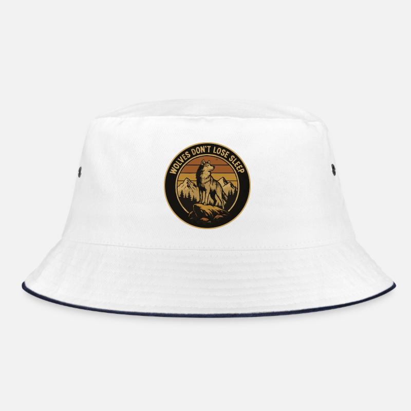 Moonlit night wolf in mountain landscape Bucket Hat
