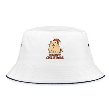 Meowy Christmas Katzen Fest - Bucket Hat - Weiß/Navy - Vorne