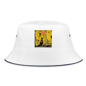 Life is Better with a Doberman | Comic Noir Style - Bucket Hat - white/navy - Front
