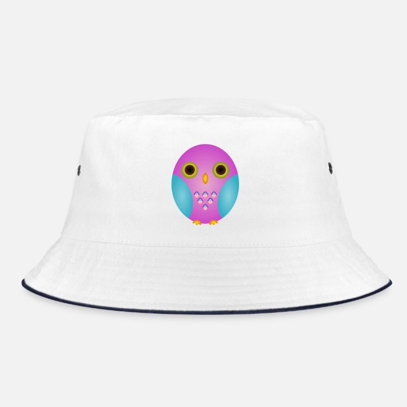 Lavender Owl with Cyan Wings Bucket Hat