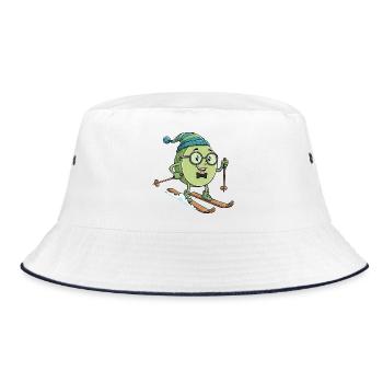 Brussels sprouts on skis fun winter skiing - Bucket Hat - white/navy - Front