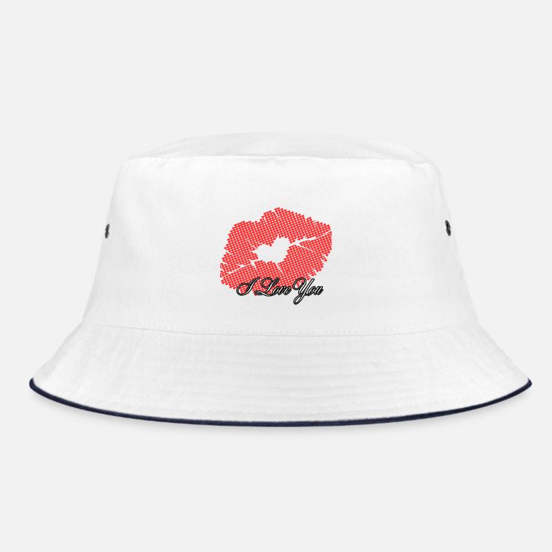 Heart in romantic points I love you - Bucket Hat - white/navy