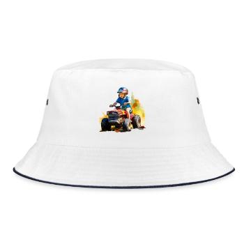 Boy on toy tractor with paint splash - Bucket Hat - white/navy - Front