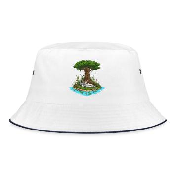 Astronaut Dog Island Dreamscape - Bucket Hat - white/navy - Front