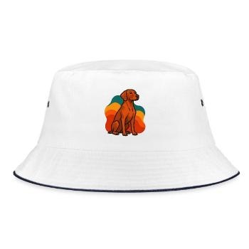 Vizsla Dog in Retro Palette - Bucket Hat - white/navy - Front