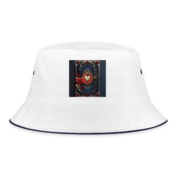 Art Deco Watch with Roses - Bucket Hat - white/navy - Front