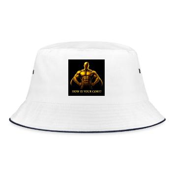 Golden Core Hero Fitness Illustration - Bucket Hat - white/navy - Front