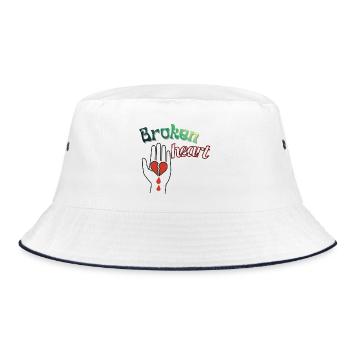 Hand with a broken heart - Bucket Hat - white/navy - Front