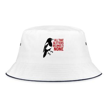 Crow and red glitter saying - Bucket Hat - white/navy - Front
