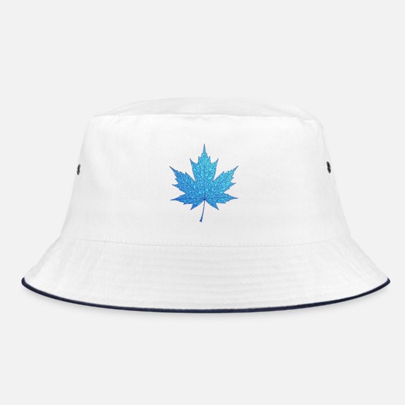 Geometric Blue Maple Leaf Print Bucket Hat