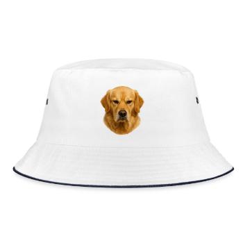 Portrait de tête de golden retriever - Bob - blanc/marine - Devant