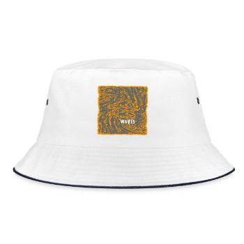 Orange Wave Pattern Art - Bucket Hat - white/navy - Front