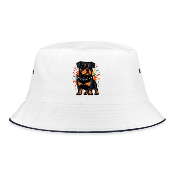 Rottweiler dog with color explosion - Bucket Hat - white/navy - Front