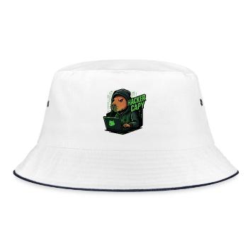 Hacker Capy – Cyber Capybara Tech  - Bucket Hat - Weiß/Navy - Vorne