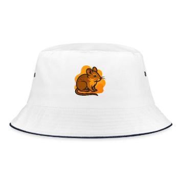 Maus im Sonnenhintergrund - Bucket Hat - Weiß/Navy - Vorne