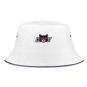 Cat with red glasses logo - Bucket Hat - white/navy - Front