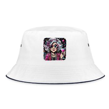 Oldie But Goldy Strong And Stylish - Bucket Hat - white/navy - Front