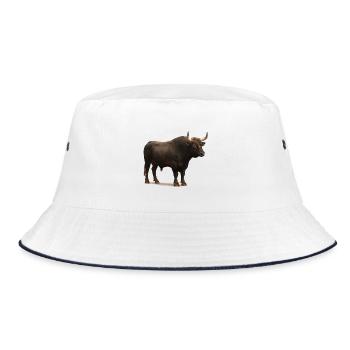 Dunkler Wasserbüffel Illustration - Bucket Hat - Weiß/Navy - Vorne