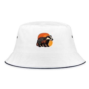 Dachs bei Sonnenuntergang - Bucket Hat - Weiß/Navy - Vorne