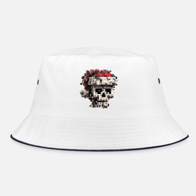 Crâne de pixels avec chapeau de Père Noël Bob