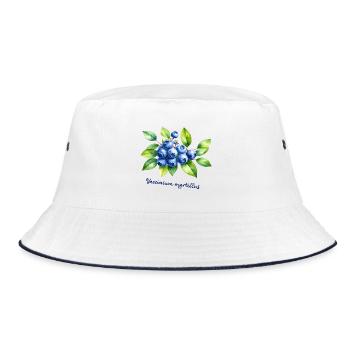 Blueberry - botanical illustration - Bucket Hat - white/navy - Front