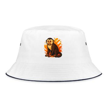 Brand Capuchin Monkey Cartoon Design - Bucket Hat - white/navy - Front
