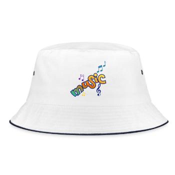 Music and notes - Bucket Hat - white/navy - Front