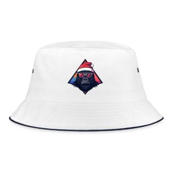 Gorilla Santa Neon Triangle - Bucket Hat - Weiß/Navy - Vorne