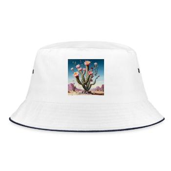 Wüstenkaktus Blütenrausch - Bucket Hat - Weiß/Navy - Vorne