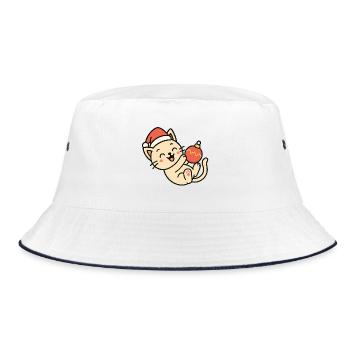 Kitten Christmas Fun Christmas Ball - Bucket Hat - white/navy - Front